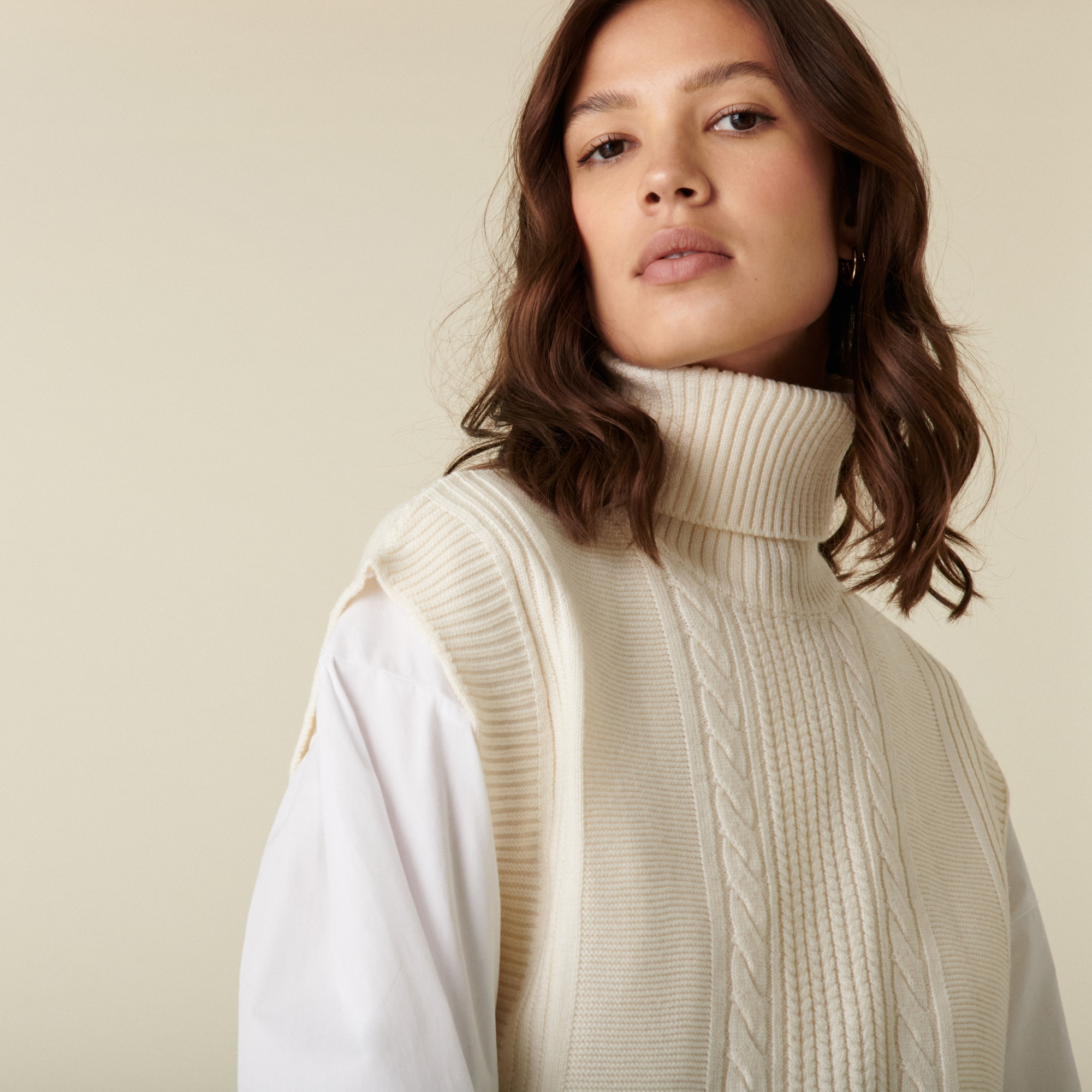 Pull col roulé sans manches en laine mérinos - Claudia 7403 ecru - 82 Ecru