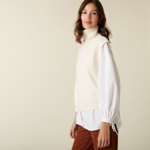 Pull col roulé sans manches en laine mérinos - Claudia 7403 ecru - 82 Ecru
