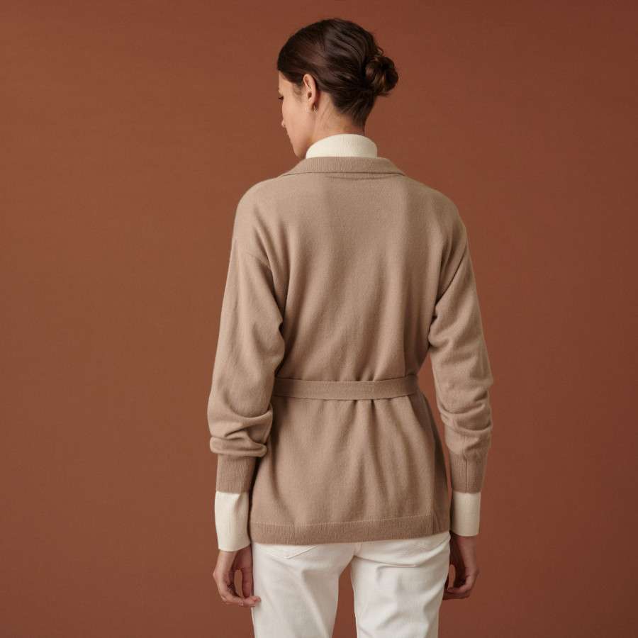 Buttoned cashmere jacket with polo collar - Clemence
