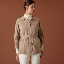 Buttoned cashmere jacket with polo collar - Clemence