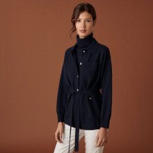Buttoned cashmere jacket with polo collar - Clemence