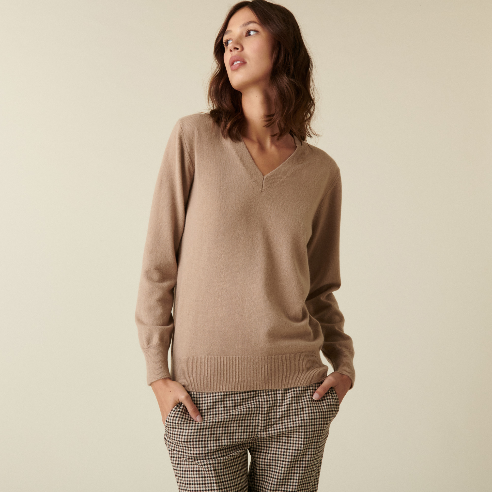 Pull col V en cachemire - Abel 7404 sable - 13 Beige moyen