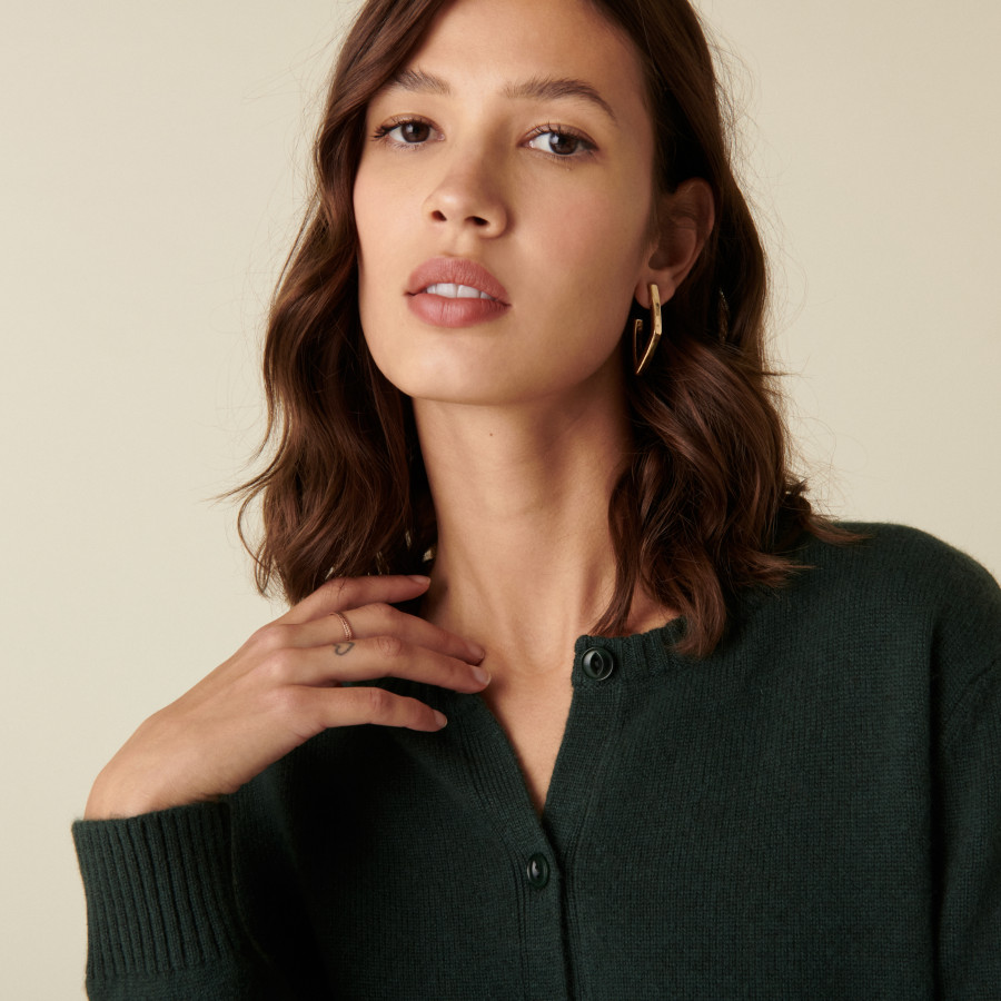 Cardigan de cashmere com gola redonda e botões - Adelys