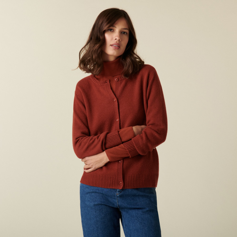 Cardigan de cashmere com gola redonda e botões - Adelys