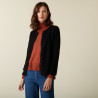 Cardigan en cachemire col rond boutonné - Adelys 7410 noir - 01 Noir