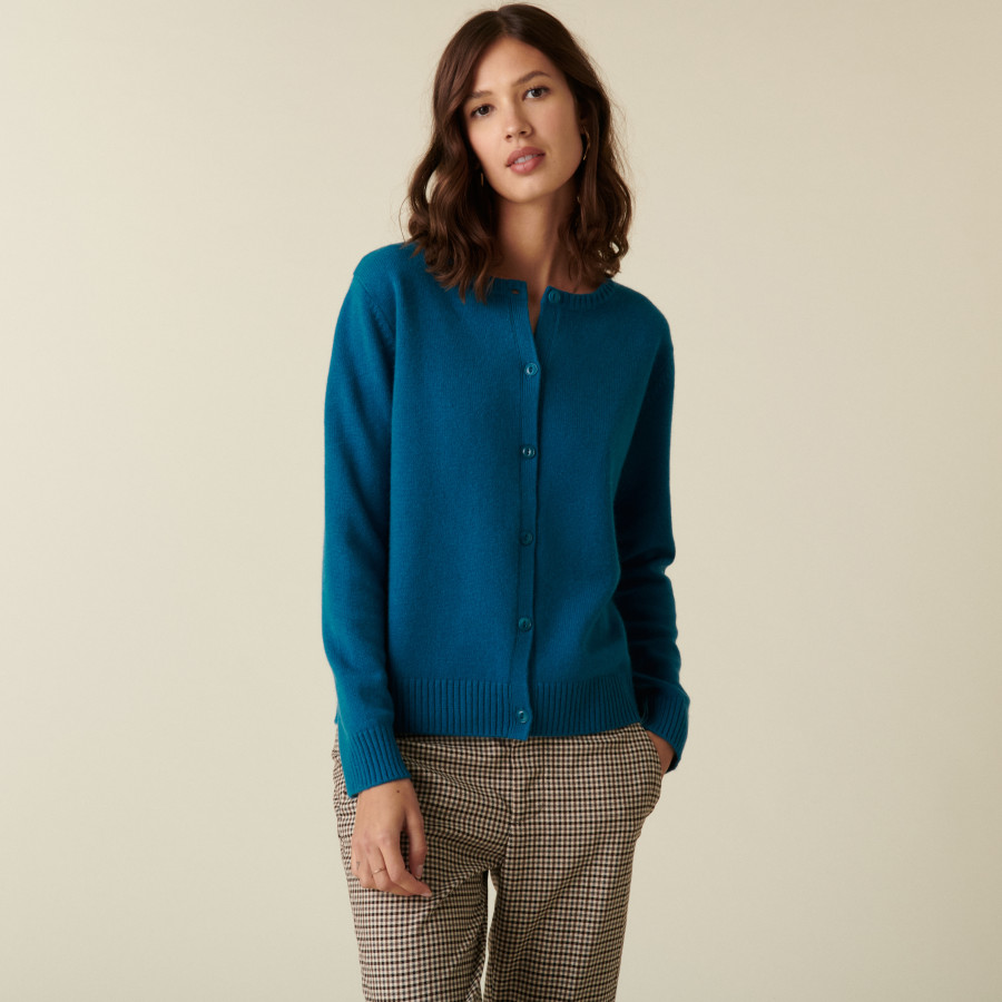 Cardigan de cashmere com gola redonda e botões - Adelys