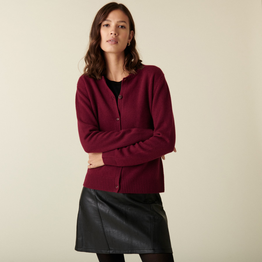 Cardigan de cashmere com gola redonda e botões - Adelys
