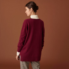 Long V-neck cashmere cardigan with slits and pockets - Aden