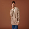 Long cardigan col V en cachemire à fentes et poches - Aden 7404 sable - 13 Beige moyen