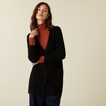 Long V-neck cashmere cardigan with slits and pockets - Aden