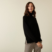 Pull col roulé à fentes en cachemire 4 fils - Adena 7410 noir - 01 Noir