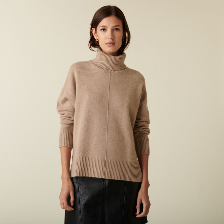 Turtleneck sweater with cashmere slits - Adena
