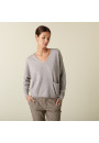 Pull court col V en cachemire avec poches - Balba 7412 gris clair - 11 Gris clair