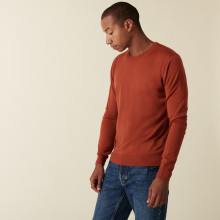 Round neck sweater with logo in merino wool - Eddie