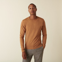 Round neck sweater with logo in merino wool - Eddie