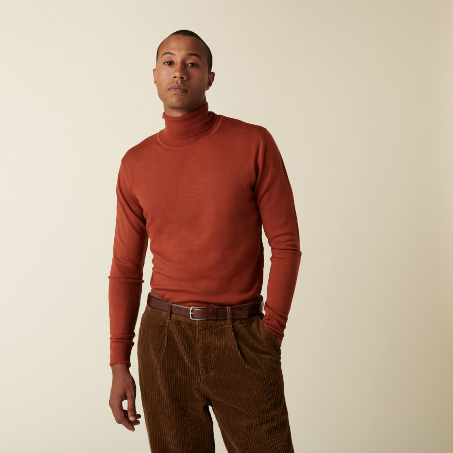 Merino wool turtleneck sweater with logo - Enzo