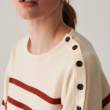 Two-tone round-neck button-down sweater in cashmere - Dalton