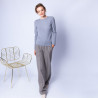 Pull col rond en cachemire intemporel - Evana 6396 glacef - 11 Gris clair