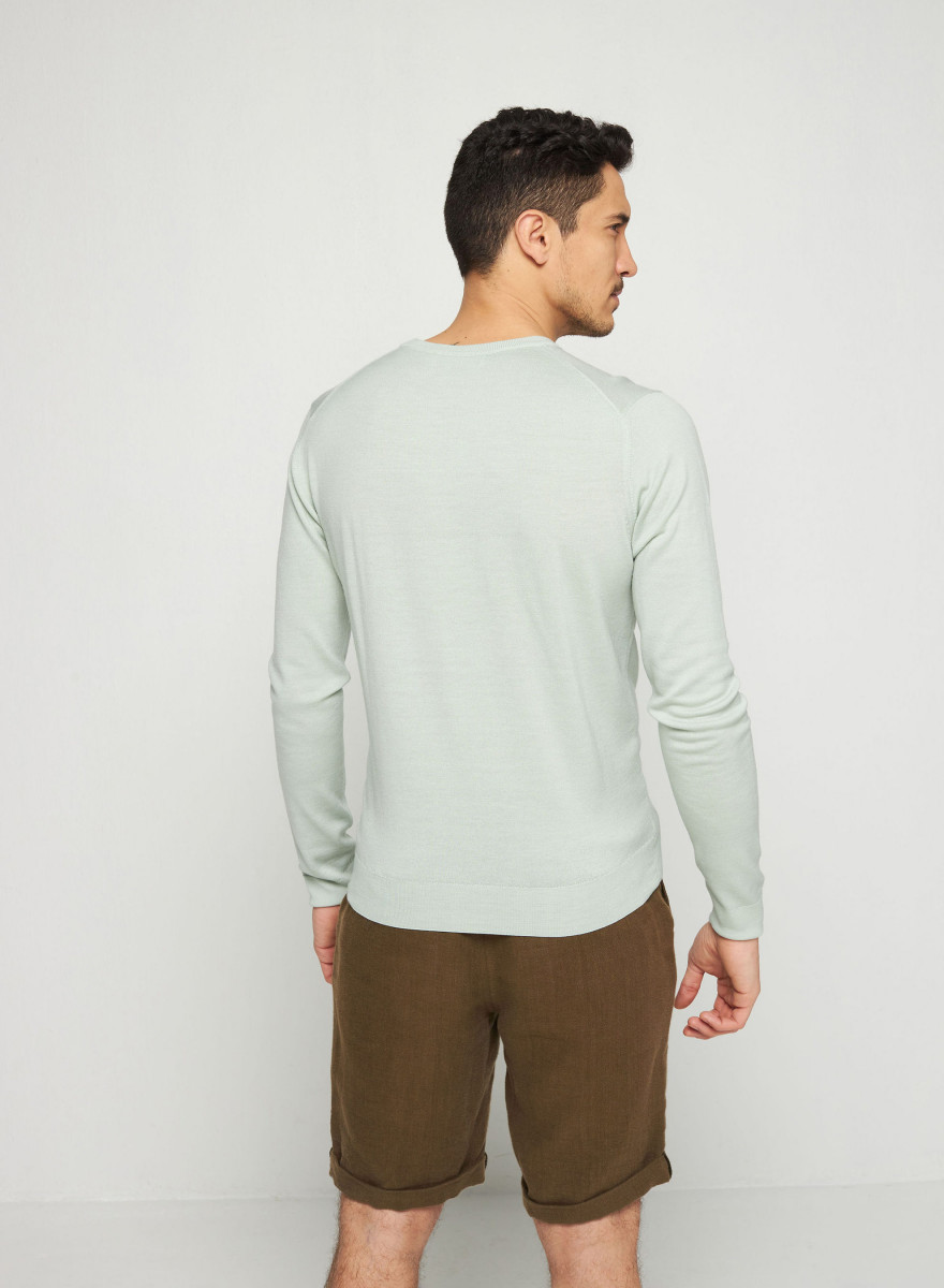 Suéter de gola redonda com logotipo de lã merino - Eddie