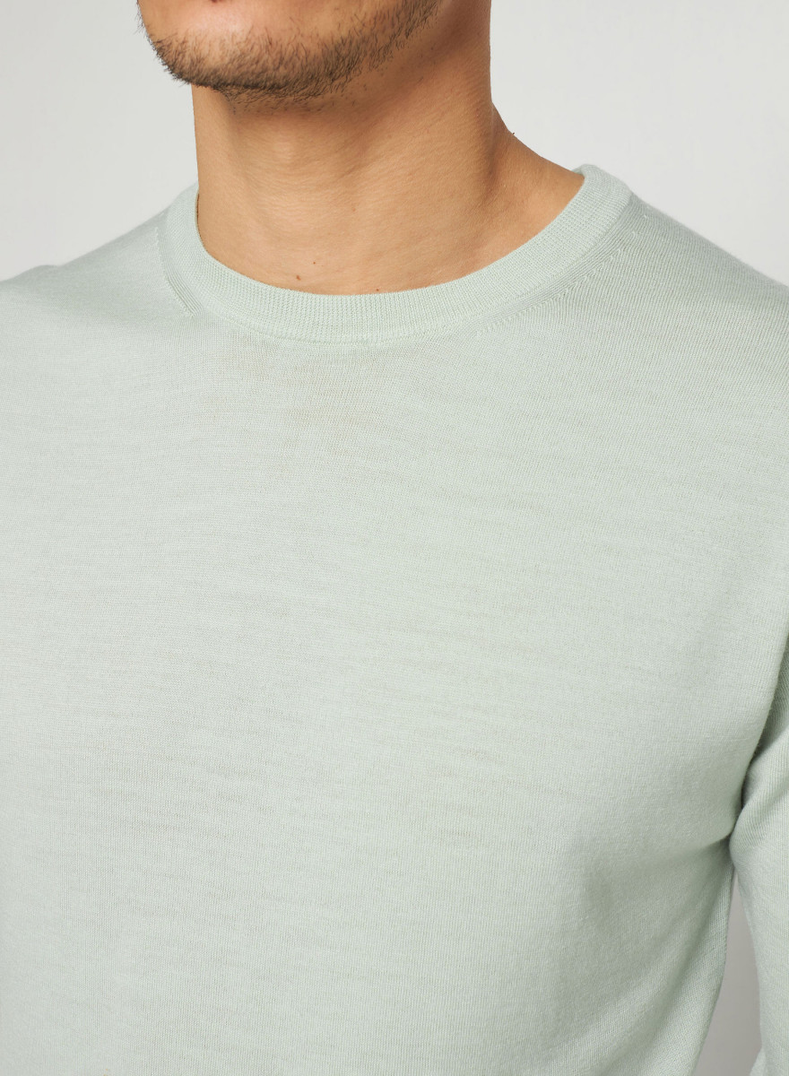 Suéter de gola redonda com logotipo de lã merino - Eddie