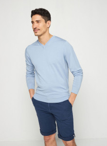 V-neck sweater with logo in merino wool - Elmo