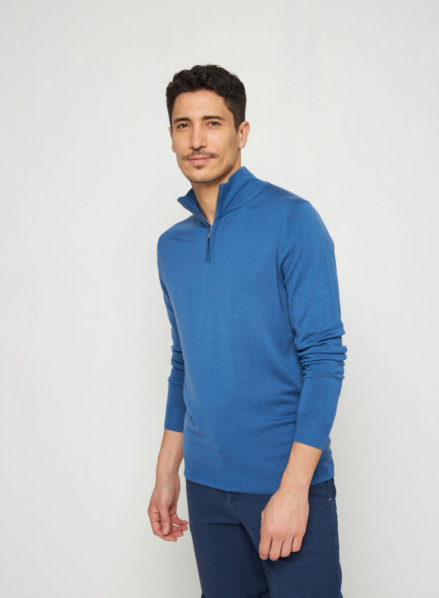 Trucker neck sweater with logo in merino wool - Ryan