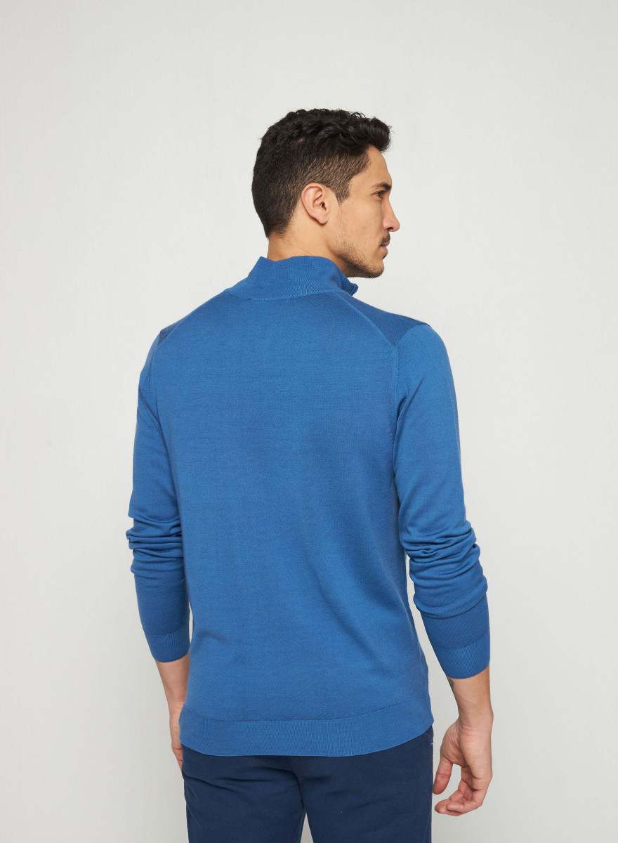 Trucker neck sweater with logo in merino wool - Ryan