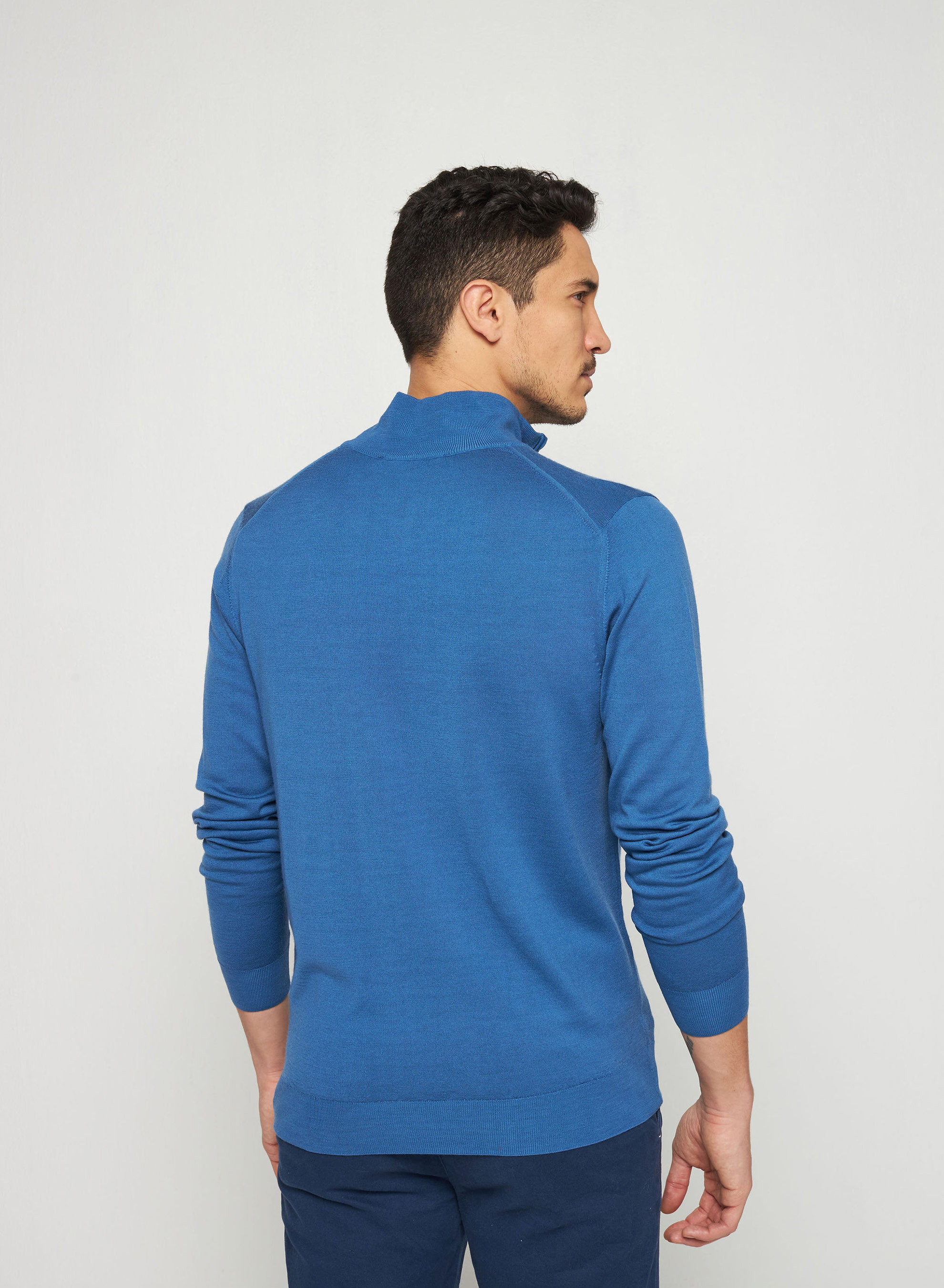 Trucker neck sweater with logo in merino wool - Ryan