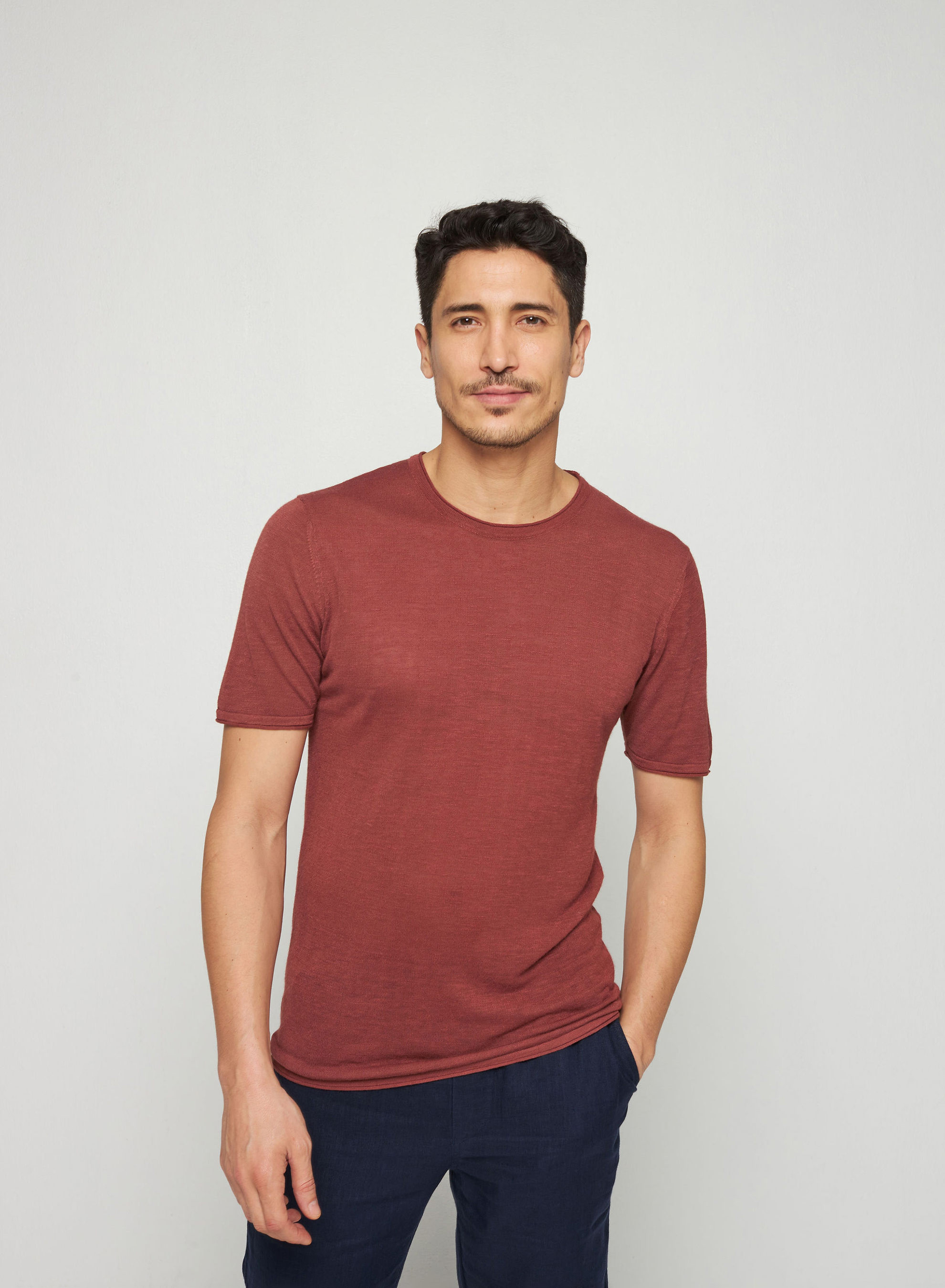 Slub linen round neck T-shirt - Renaud