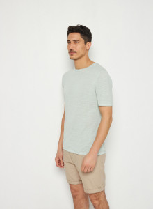 T-shirt col rond en lin flammé - Renaud 7651 sauge - 23 Vert clair