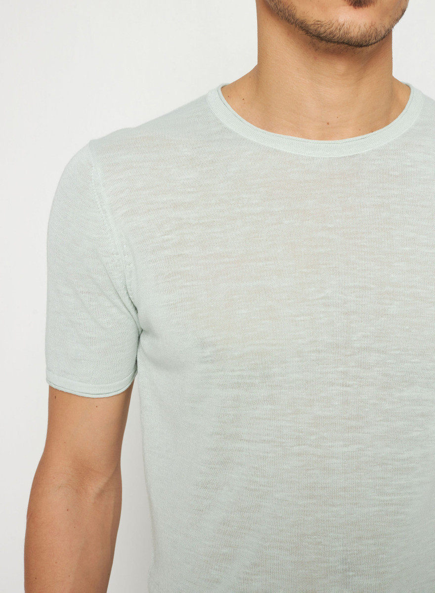 Camiseta gola redonda em linho flamejado - Renaud