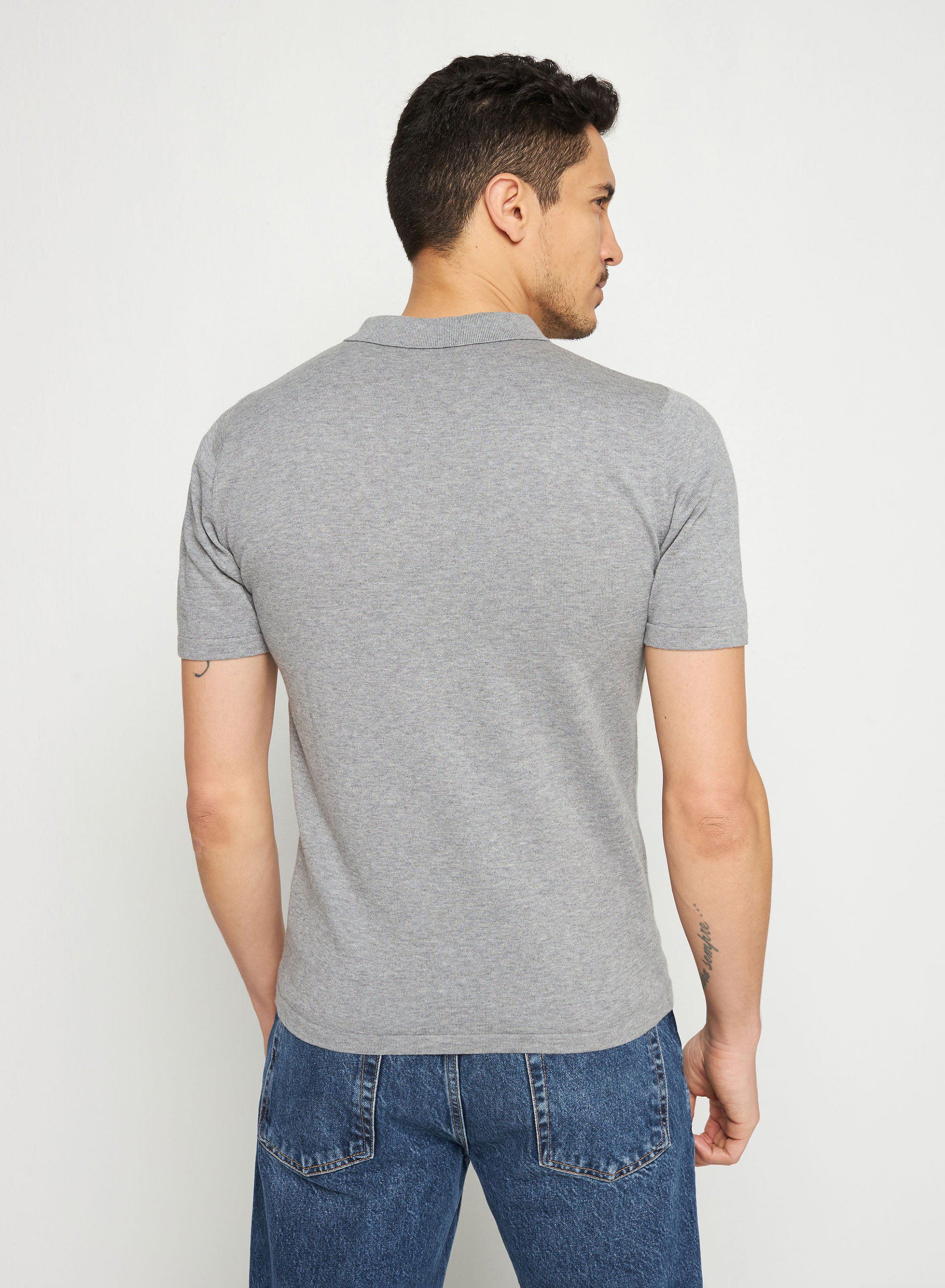 Polo en coton bio avec logo - Richie 7611 volute - 09 Gris moyen