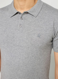 Polo en coton bio avec logo - Richie 7611 volute - 09 Gris moyen