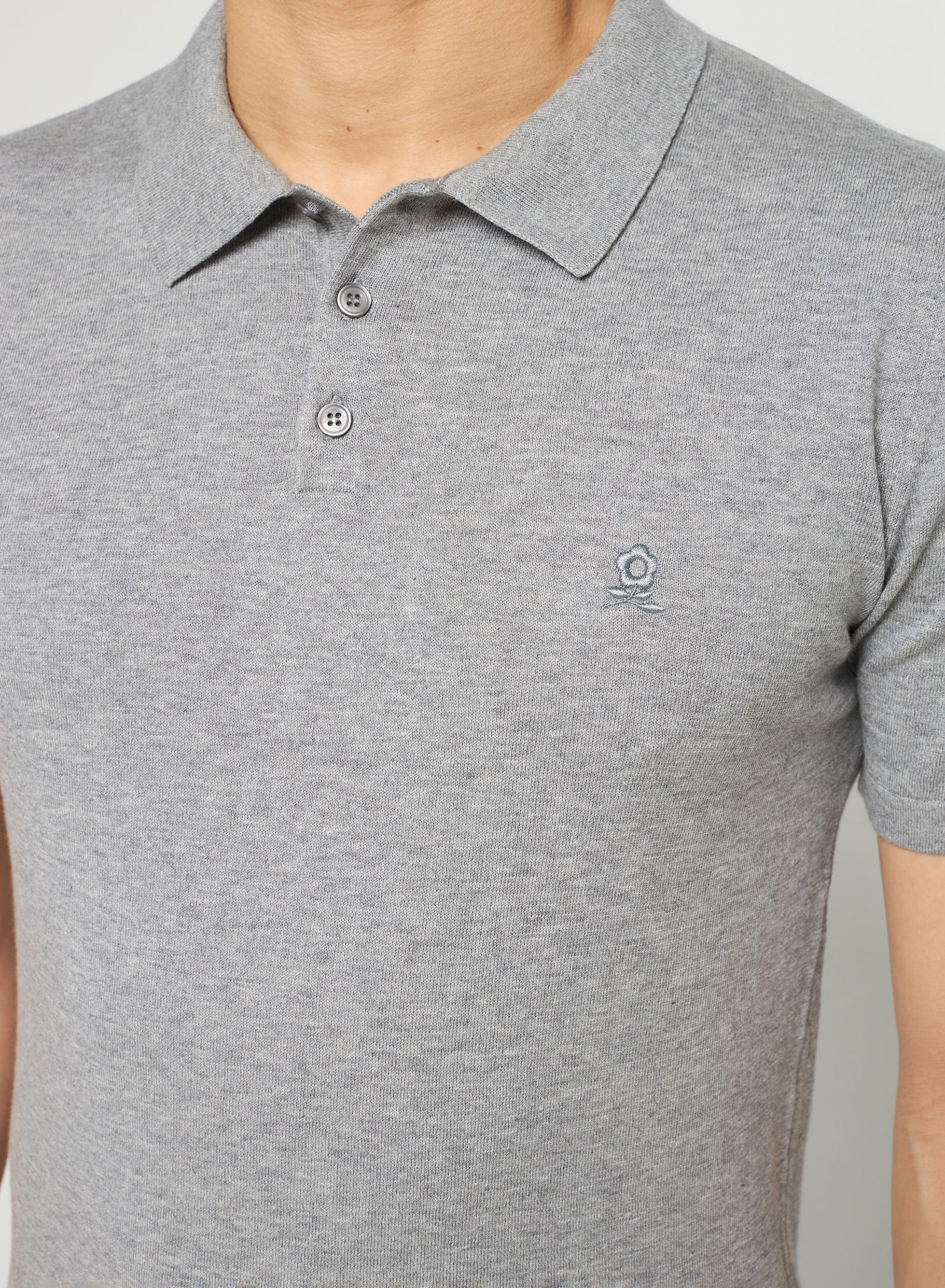 Polo en coton bio avec logo - Richie 7611 volute - 09 Gris moyen