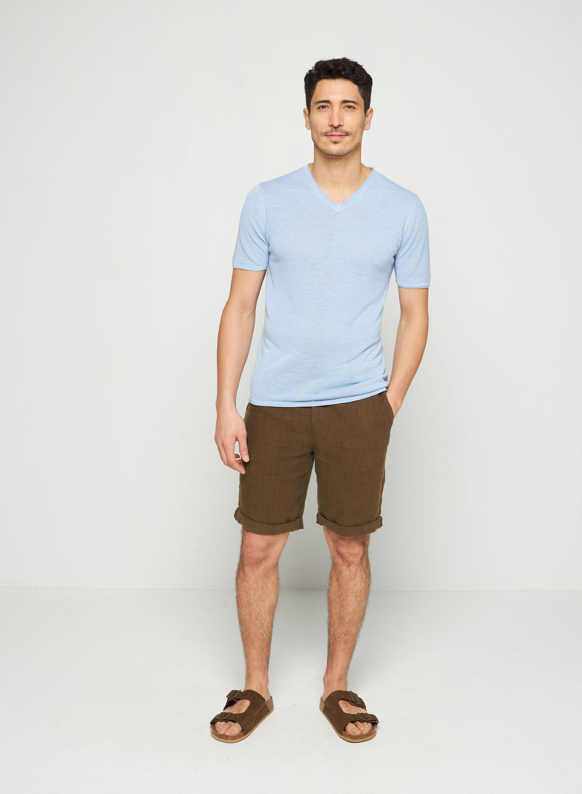 Slub linen V-neck T-shirt - Reuben