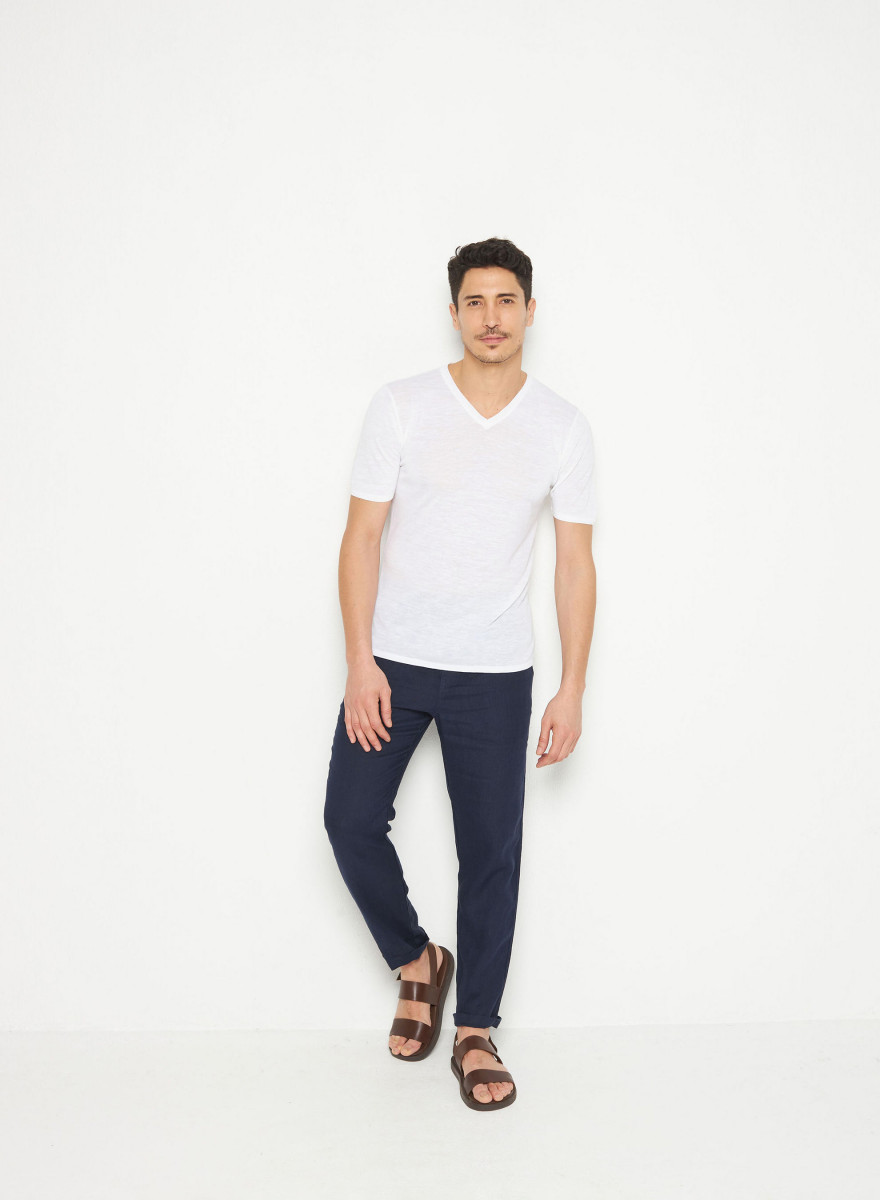 Slub linen V-neck T-shirt - Reuben