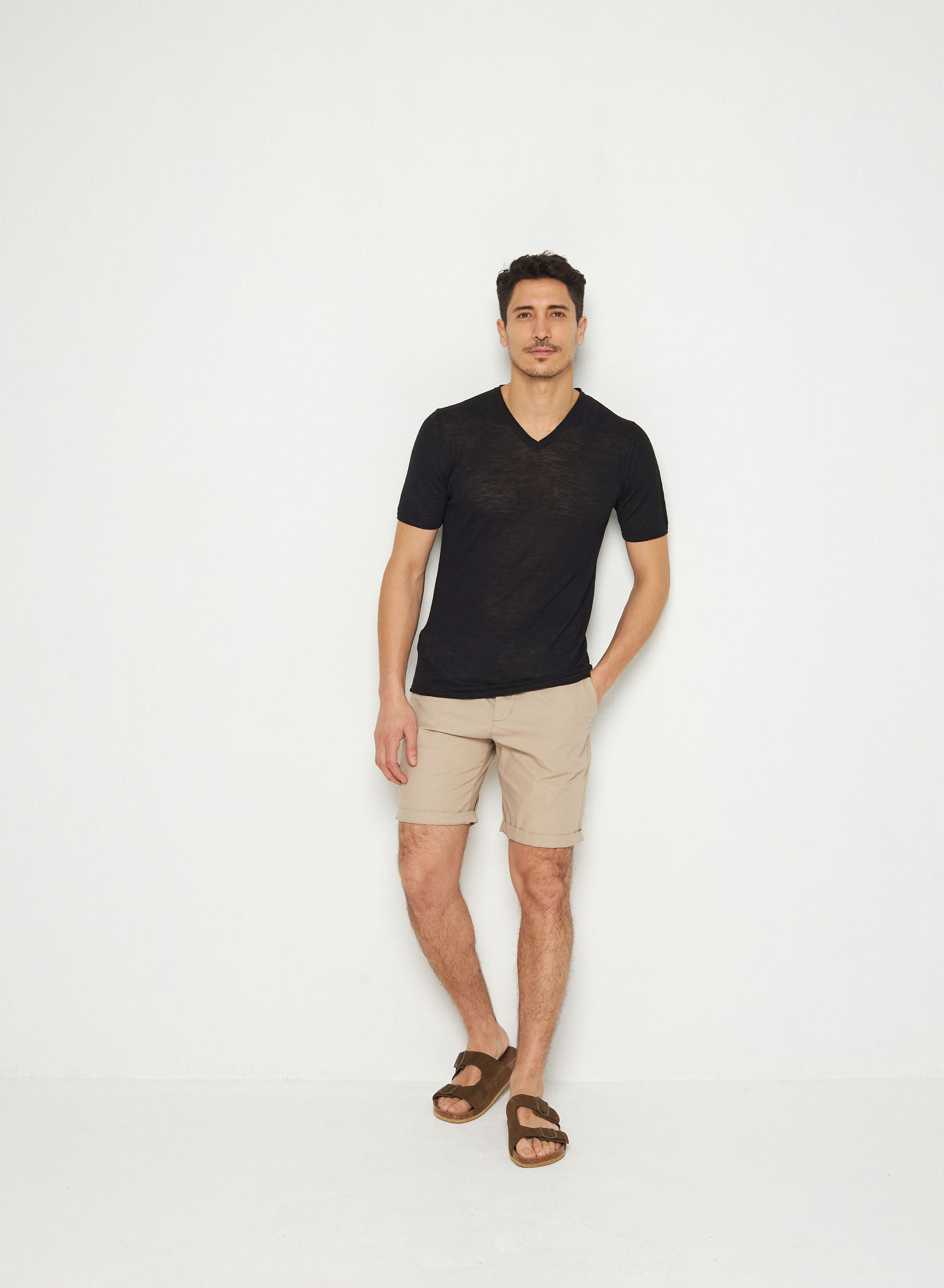 Slub linen V-neck T-shirt - Reuben