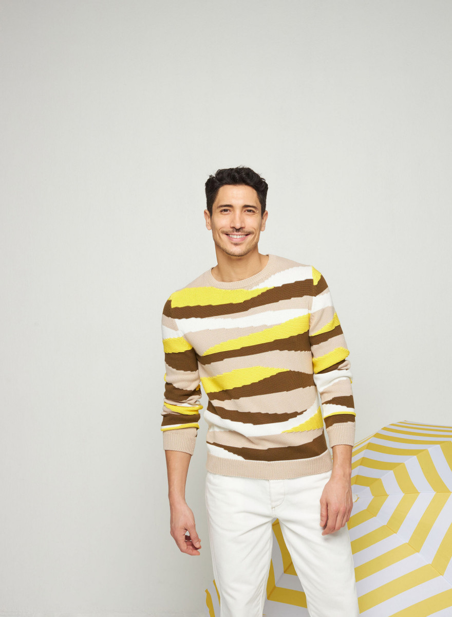 Sweater with colored stripes in cotton - Recife