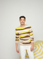 Sweater with colored stripes in organic cotton - Recife