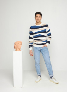 Sweater with colored stripes in organic cotton - Recife