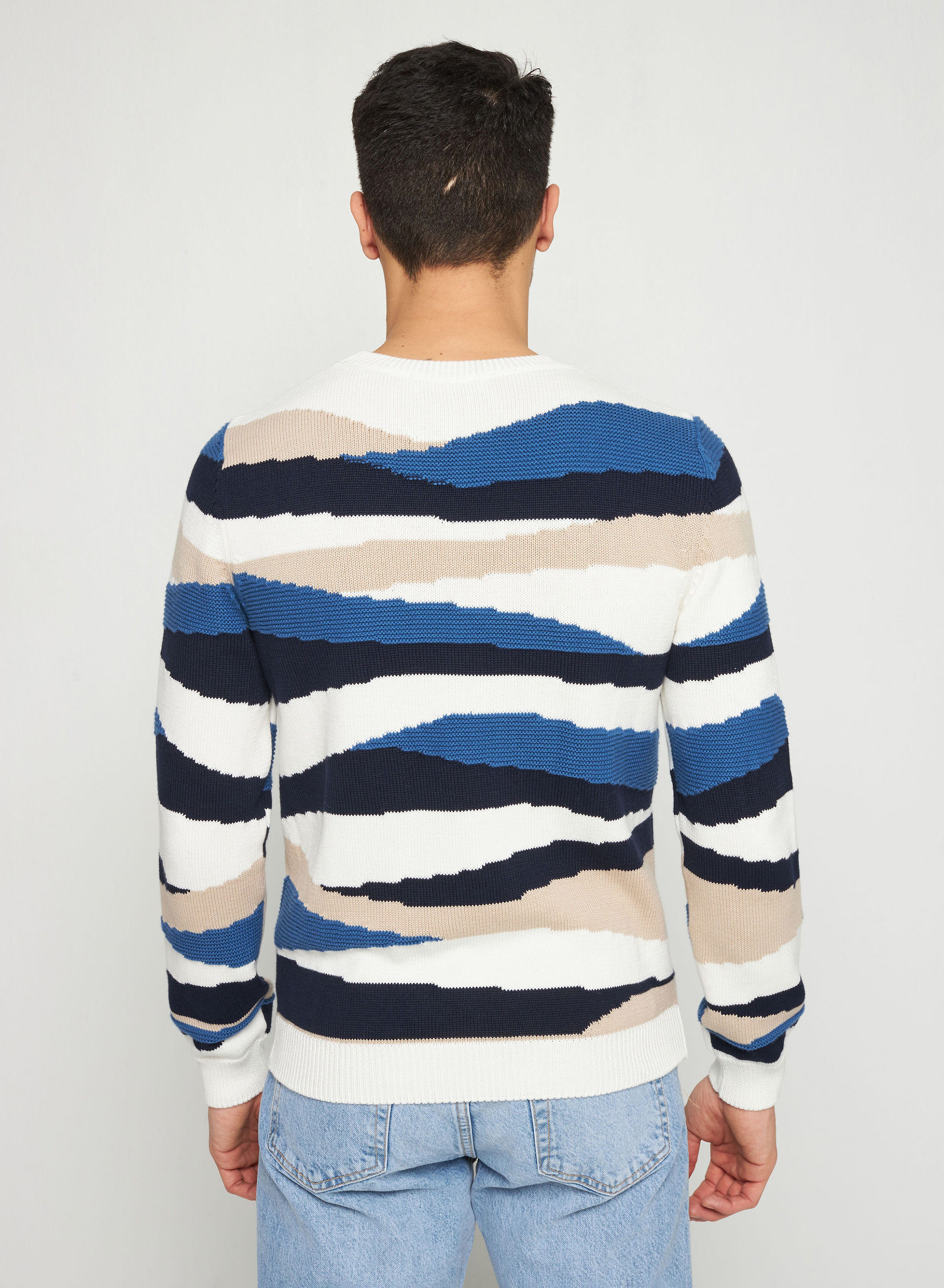 Sweater with colored stripes in organic cotton - Recife