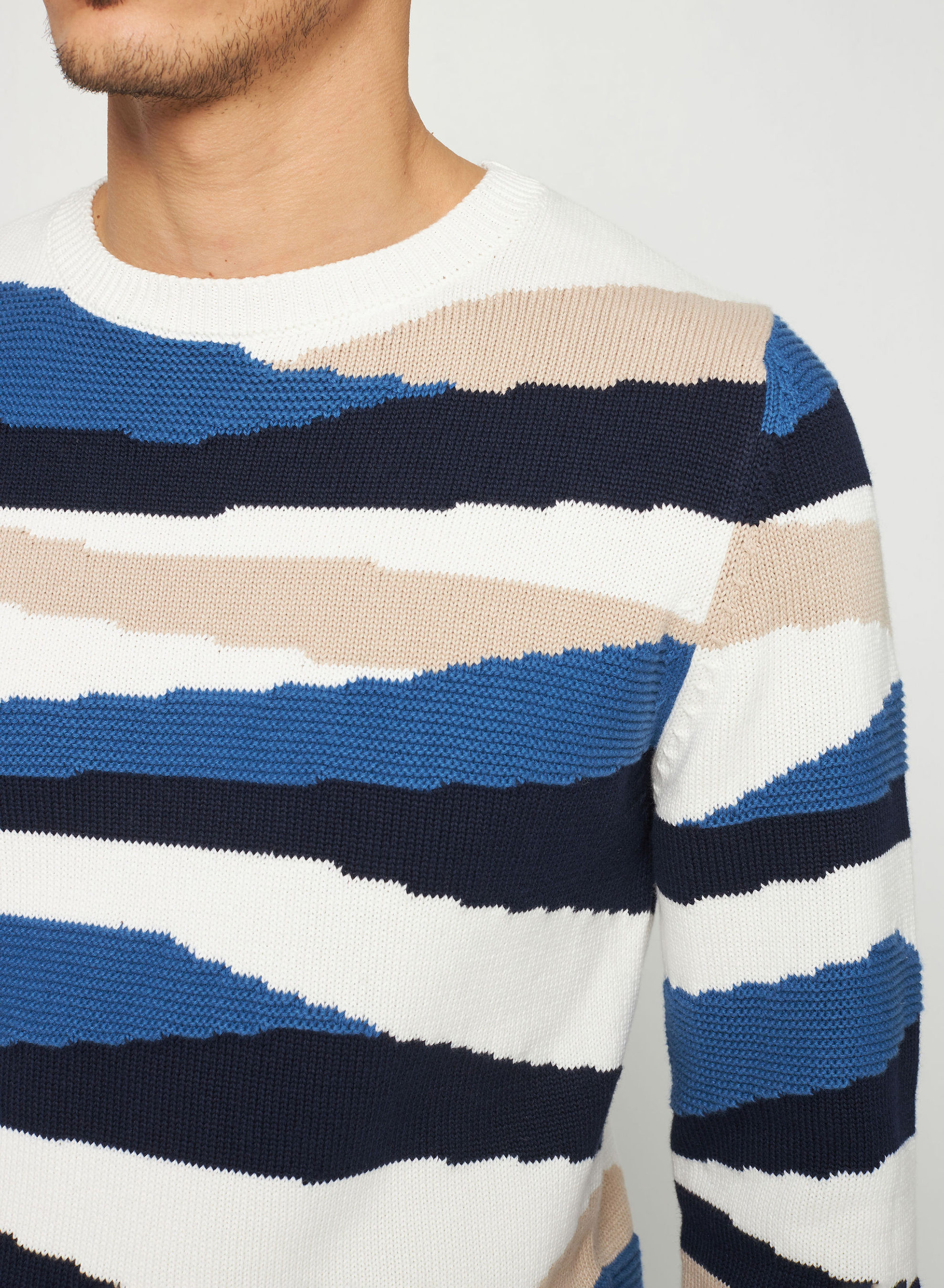 Sweater with colored stripes in organic cotton - Recife