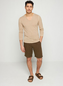 Slub linen and linen V-neck sweater -Blayne