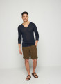 Slub linen and linen V-neck sweater -Blayne