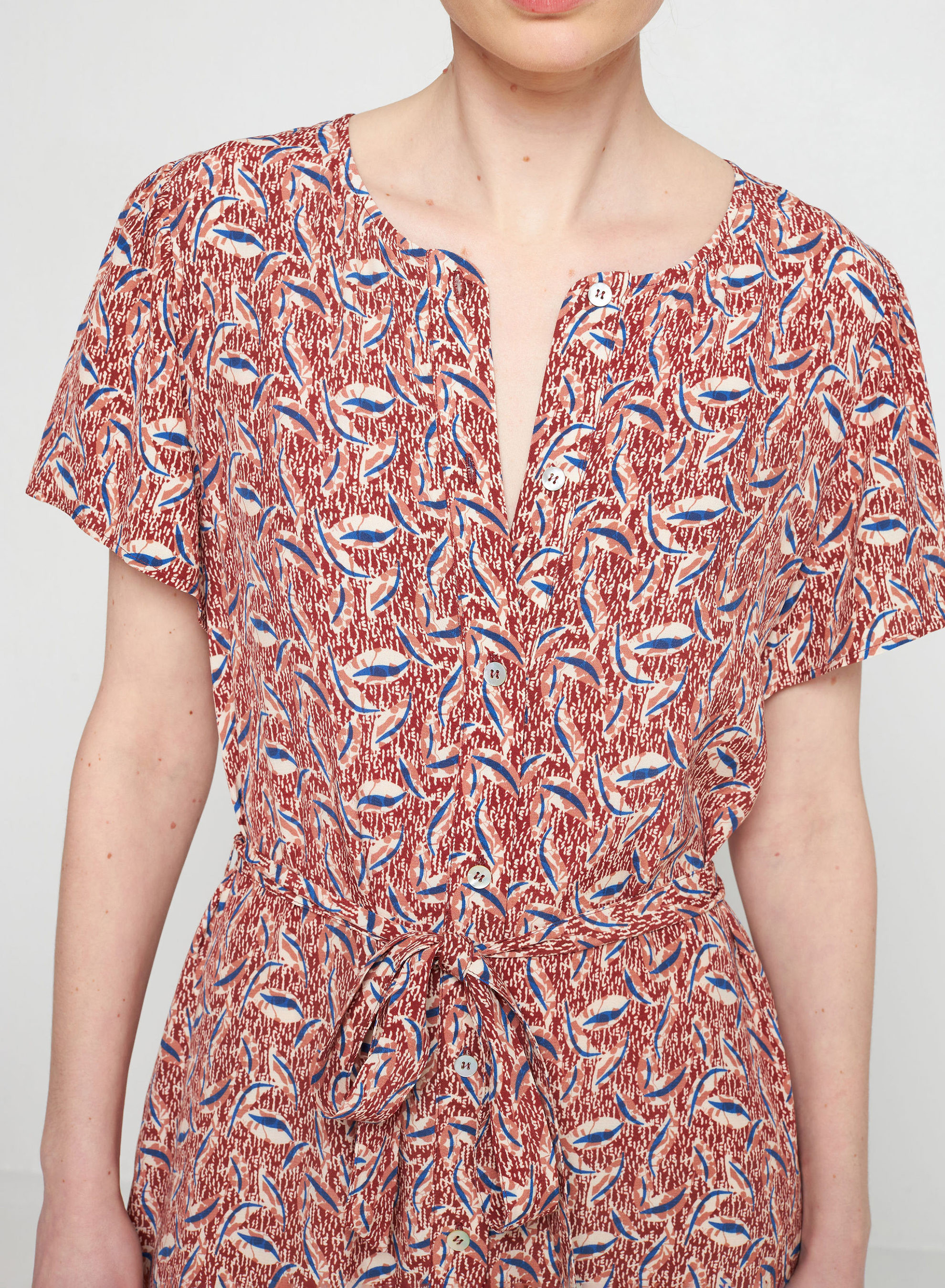 Robe longue à motifs en chaine et trame viscose - Sefiane 7722 blush - 51 Bordeaux