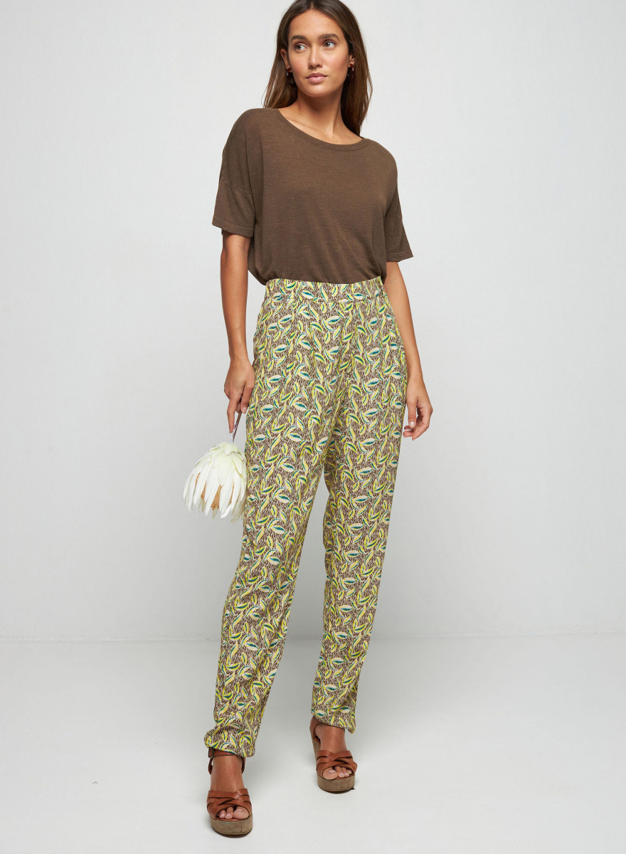 Calça estampada em trama e urdume de viscose - Septime