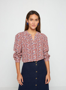 Patterned long-sleeved blouse in viscose warp and weft - Seina