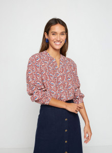 Chemisier manches longues à motifs en chaine et trame viscose - Seina 7722 blush - 51 Bordeaux