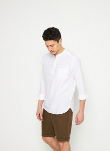Linen shirt with tunisian collar - Romeo
