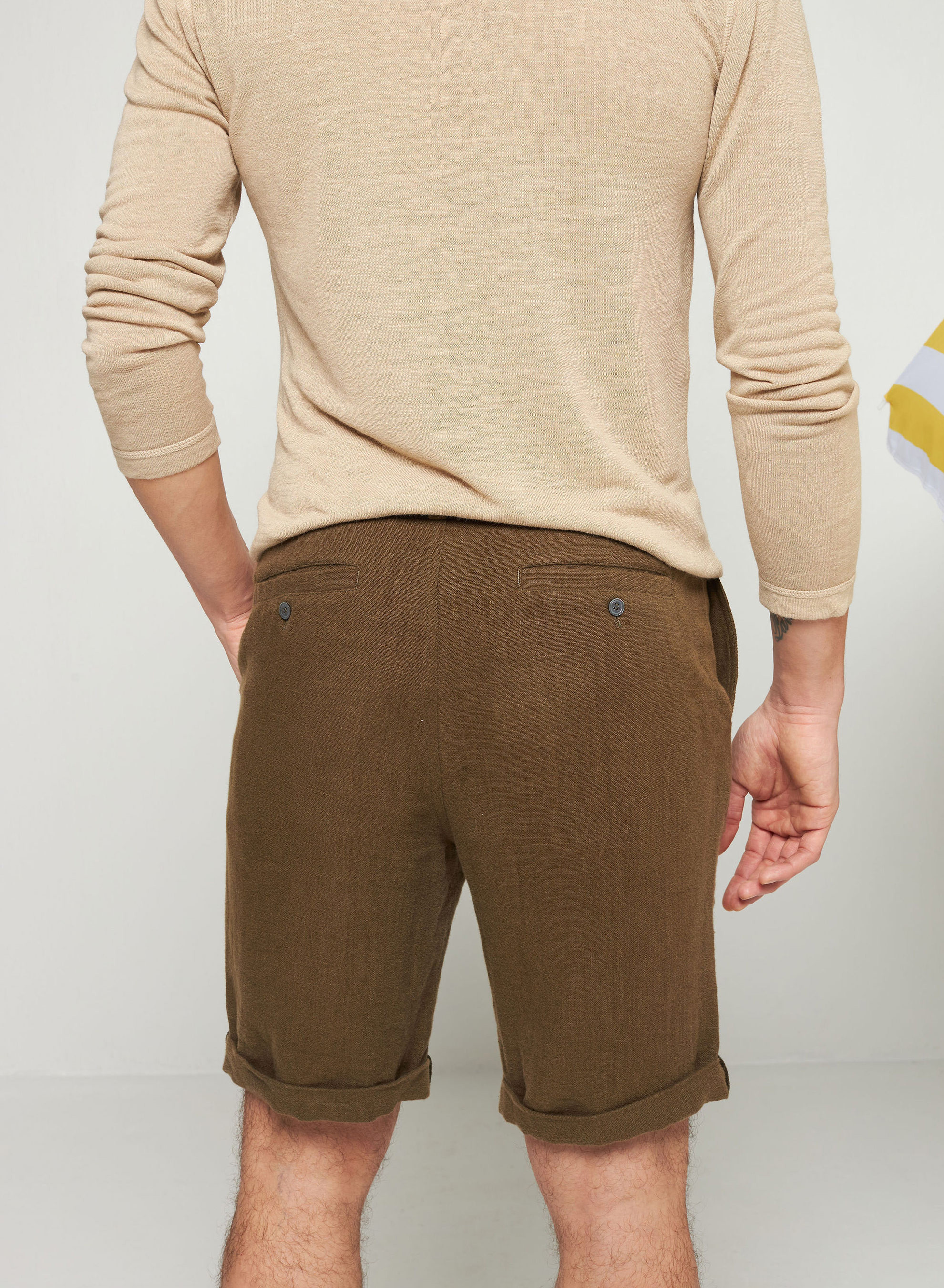 Short casual en lin - Rodez 7650 kaki - 83 Kaki